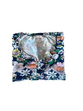 Style & Co. Navy Floral Short Sleeve Tee with Pink and Orange Blooms